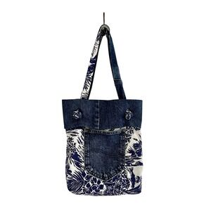Handmade‎ Denim Hobo Tote Arty Quilt Double faced VERY Chic